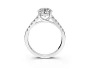 Solitaire Engagement Ring Setting for Round Cut Center with Partway Pave Band and Prong Head in White Gold