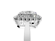 Starburst Halo Engagement Ring Setting for Radiant Cut Center with Flat Cathedral Band and Prong Head in Sterling Silver