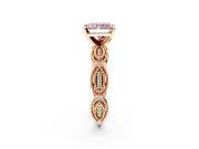 Solitaire Engagement Ring Setting for Fancy Pink Radiant Cut Center with Marquise Panel Band and Prong Head in Rose Gold