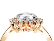 Starburst Halo Engagement Ring Setting for Heart-Shaped Center with Flat Cathedral Band and Prong Head in Rose Gold