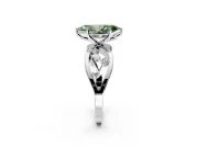 Solitaire Engagement Ring Setting for Fancy Green Marquise Center with Criss-Cross Accent Band and Prong Head in Sterling Silver