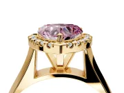 Halo Engagement Ring Setting for Fancy Pink Heart-Shaped Center with Square Band and Prong Head in Yellow Gold