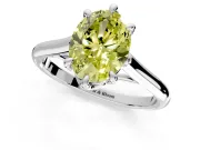 Solitaire Engagement Ring Setting for Fancy Yellow Oval Center with Cathedral Band and Prong Head in Platinum