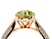 Solitaire Engagement Ring Setting for Fancy Yellow Round Cut Center with Multi-Row Accents and Prong Head in Rose Gold