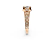 Solitaire Engagement Ring Setting for Oval Center with Accented Split Shank and Prong Head in Rose Gold