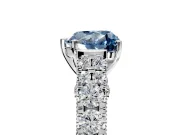Solitaire Engagement Ring Setting for Fancy Blue Heart-Shaped Center with Pave Cathedral Shoulders and Prong Head in Sterling Silver