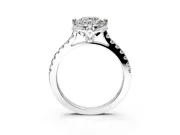 Floral Engagement Ring Setting for Round Cut Center with Pave Band and Floral Prong Head in Platinum