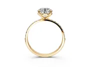 Solitaire Engagement Ring Setting for Round Cut Center with Pave Accents and Prong Head in Yellow Gold