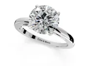 Solitaire Engagement Ring Setting for Round Cut Center with Basket Rail and Prong Head in Platinum