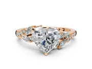 Solitaire Engagement Ring Setting for Heart-Shaped Center with Marquise Accent Twist Band and Prong Head in Rose Gold