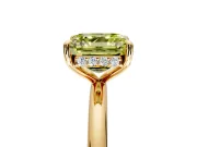 Hidden Halo Engagement Ring Setting for Fancy Yellow Asscher Cut Center with Thin Rounded Band and Prong Head in Yellow Gold