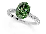 Solitaire Engagement Ring Setting for Fancy Green Oval Center with Large Accent Band and Prong Head in Platinum