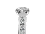 Solitaire Engagement Ring Setting for Cushion Cut Center with Channel Band and Double Claw Prong Head in Platinum