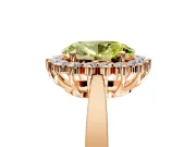 Starburst Halo Engagement Ring Setting for Fancy Yellow Oval Center with Flat Cathedral Band and Prong Head in Rose Gold
