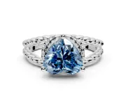 Halo Engagement Ring Setting for Fancy Blue Heart-Shaped Center with Rope Twist Split Shank and Prong Head in Platinum