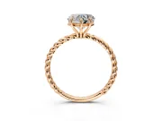 Solitaire Engagement Ring Setting for Heart-Shaped Center with Plain Twisted Rope Band and Prong Head in Rose Gold