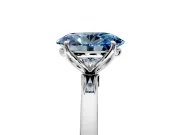 Solitaire Engagement Ring Setting for Fancy Blue Oval Center with Thin Rounded Plain Band and Prong Head in Platinum