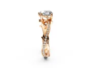 Solitaire Engagement Ring Setting for Heart-Shaped Center with Pave and Plain Crossover Band and Prong Head in Rose Gold