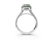 Solitaire Engagement Ring Setting for Fancy Green Princess Cut Center with Accented Split Shank and Prong Head in Platinum