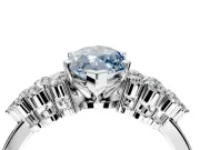 Cluster Engagement Ring Setting for Fancy Blue Marquise Center with 2-Row Shoulder Clusters and Prong Head in Sterling Silver