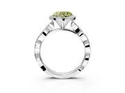 Halo Engagement Ring Setting for Fancy Yellow Heart-Shaped Center with Pave and Plain Twist Band and Prong Head in Sterling Silver
