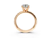 Solitaire Engagement Ring Setting for Round Cut Center with XO Engraved Band and Prong Head in Rose Gold