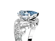 Solitaire Engagement Ring Setting for Fancy Blue Pear-Shaped Center with Pave Bypass Twist Band and Prong Head in Sterling Silver