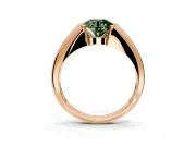 Tension Engagement Ring Setting for Fancy Green Round Cut Center with Wide Tapered Band and Tension Head in Rose Gold