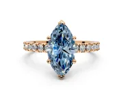 Solitaire Engagement Ring Setting for Fancy Blue Marquise Center with Fine Pave Band and Claw Prong Head in Rose Gold