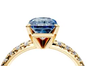 Solitaire Engagement Ring Setting for Fancy Blue Radiant Cut Center with Large Accents and Prong Head in Yellow Gold