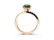Solitaire Engagement Ring Setting for Fancy Green Radiant Cut Center with Band of Accents and Prong Head in Rose Gold
