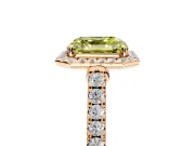 Halo Engagement Ring Setting for Fancy Yellow Asscher Cut Center with Narrowing Pave Band and Prong Head in Rose Gold