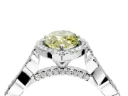 Halo Engagement Ring Setting for Fancy Yellow Marquise Center with Twist Band and Prong Head in Sterling Silver