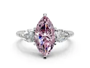 3 Stone Engagement Ring Setting for Fancy Pink Marquise Center with Large Pear-Shaped Accents and Prong Head in Platinum