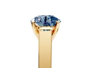 Solitaire Engagement Ring Setting for Fancy Blue Round Cut Center with Tapered Split Shoulders and Prong Head in Yellow Gold