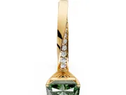 Side Accent Engagement Ring Setting for Fancy Green Radiant Cut Center with Accent Shoulders and Prong Head in Yellow Gold