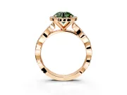 Halo Engagement Ring Setting for Fancy Green Round Cut Center with Pave and Plain Twist Band and Prong Head in Rose Gold