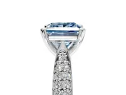 Solitaire Engagement Ring Setting for Fancy Blue Princess Cut Center with Multi-Row Accents and Prong Head in Sterling Silver