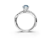 Solitaire Engagement Ring Setting for Fancy Blue Marquise Center with Woven 3-Strand Pave Band and Prong Head in White Gold