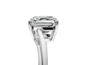 Solitaire Engagement Ring Setting for Asscher Cut Center with Plain Bypass Twist Band and Prong Head in Sterling Silver