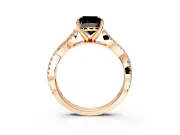 Solitaire Engagement Ring Setting for Fancy Black Cushion Cut Center with Twisted Pave Split Shank and Prong Head in Rose Gold