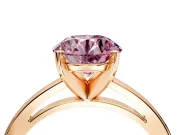 Solitaire Engagement Ring Setting for Fancy Pink Round Cut Center with Basket Rail and Prong Head in Rose Gold