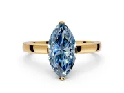 Solitaire Engagement Ring Setting for Fancy Blue Marquise Center with Plain Band and Flat Tab Prong Head in Yellow Gold