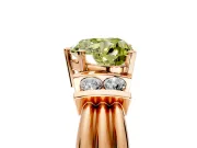 Solitaire Engagement Ring Setting for Fancy Yellow Heart-Shaped Center with Grooved Bar Accent Band and Prong Head in Rose Gold