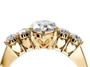 5 Stone Engagement Ring Setting for Marquise Center with Equal Close-Set Accents and Prong Head in Yellow Gold