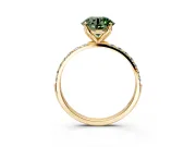 Solitaire Engagement Ring Setting for Fancy Green Round Cut Center with Fine Pave Accents and Prong Head in Yellow Gold