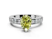 Solitaire Engagement Ring Setting for Fancy Yellow Pear-Shaped Center with Channel-Set Accents and Prong Head in Platinum