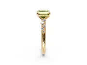 Cluster Engagement Ring Setting for Fancy Yellow Asscher Cut Center with Round Cut Accent Band and Prong Head in Yellow Gold