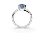 Tension Engagement Ring Setting for Fancy Blue Princess Cut Center with Wide Flat Band and Tension Head in Platinum