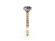 Solitaire Engagement Ring Setting for Fancy Blue Round Cut Center with Band of Accents and Prong Head in Rose Gold